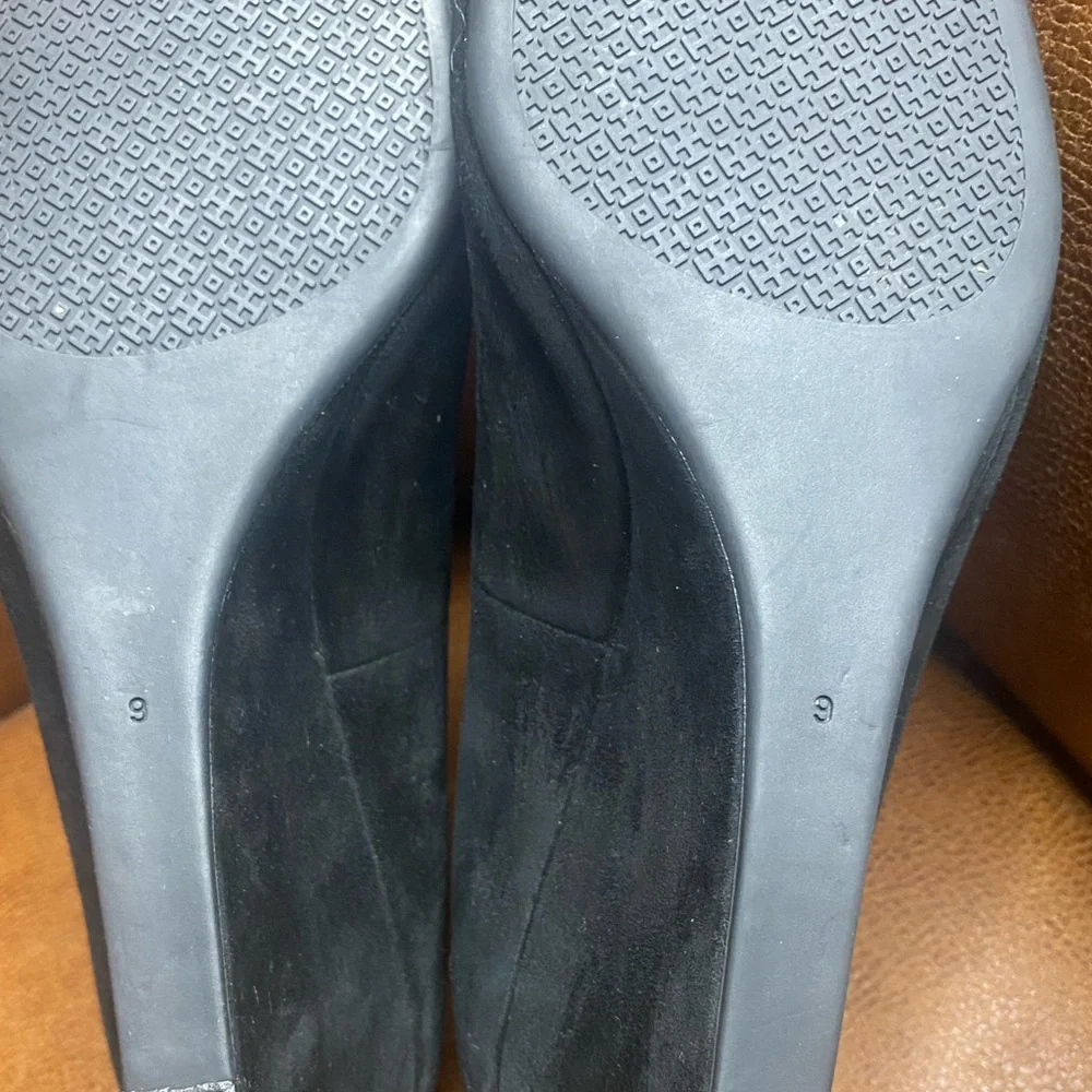 Tory Burch Black Suede Wedge Flats / Pumps - Size 9